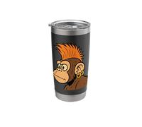 Wide-Eyed Monkey with Orange Mohawk Stainless Steel Insulated Tumbler