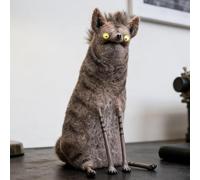 Wide-Eyed Whimsy Felt Cat - The Quirky Little Feline That Sees Everything | Wool Felt Familiars | For Kids Adults Collectors Craft Lovers Bookcase Window