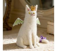 Wide-Eyed Whimsy Felt Cat - The Quirky Little Feline That Sees Everything | Wool Felt Familiars | For Kids Adults Collectors Craft Lovers Bookcase Window