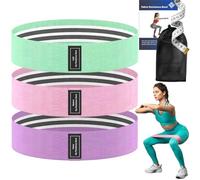 Wide Fabric Resistance Bands for Working Out | 3 Strength Level Non-Slip Exercise Booty Bands for Women & Men | Comes with a Bag and Tape Measure | For Home Gym, Yoga, Pilates - Purple
