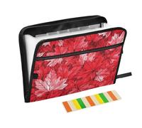 Wide File Folders 13 Pockets A4 Letter Size with Zipper Closure for Folders for Documents Canada Red Maple Leaf expando