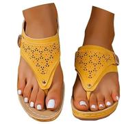 Wide Fish Mouth Design Platform Sandals Ergonomic Toe Post for Daily Comfort Water Sole Ideal Footwear for Spring, yellow, 8 UK