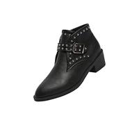 Wide Fit Ankle Boots for Women Chelsea Boots Ladies Thick Heel Pointed Toe Short Boot with Buckle Strap Classic Lightweight Casual Shoes Anti Slip Water Resistant Walking Shoes Black