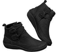 Wide Fit Ankle Boots Women Low Heel,Fashion Comfy Breathable Casual Flat Leather Retro Lace-Up Boots Side Zipper Shoes,Autumn Winter Arch Support Slip on Short Shoes,Cowboy Boots Women