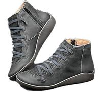 Wide Fit Ankle Boots Women Low Heel,Fashion Comfy Breathable Casual Flat Leather Retro Lace-Up Boots Side Zipper Shoes,Autumn Winter Arch Support Slip on Short Shoes,Cowboy Boots Women