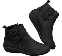 Wide Fit Ankle Boots Women Low Heel,Fashion Comfy Breathable Casual Flat Leather Retro Lace-Up Boots Side Zipper Shoes,Autumn Winter Arch Support Slip on Short Shoes,Cowboy Boots Women