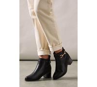 Wide Fit Antonia Snaffle Detail Mid Heel Ankle Boots Wallis Black 7
