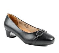 Wide Fit Block Heel Court Shoes - Black Size 5
