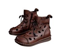 Wide Fit Boots Womens Hollow Out Lace Up Shoes Solid Colour Thick Bottom Boot High Top Lightweight Breathe Boots Simple Style Easy Slip On Shoes Casual Solid Colour Wearable Comfy Boot