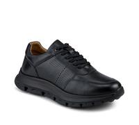 Wide Fit Breathable Leather Lace Up Trainers - Black Size 11
