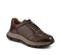 Wide Fit Breathable Leather Lace Up Trainers - Brown Size 11