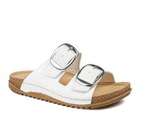 Wide Fit Buckle Detail Comfort Sandals - White Size 5