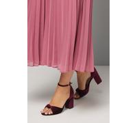 Wallis Wide Fit Carmen Velvet Knot Front High Block Heel Sandals, 7, burgundy