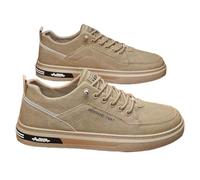 Wide Fit Casual Shoes for Men, Slip On Trainers Labour Insurance Shoes Running Trainers Gym Trekking Athletic Hiking Fitness Sneakers Walking Sneakers Comfortable Casual Jogging Trainer Khaki