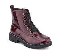 Wide-Fit Chunky Ankle Boots - Burgundy Patent Size 5