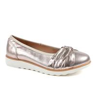 Wide Fit Chunky Bow Detailed Pumps - Gold Size 6