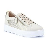 Wide Fit Chunky Lace-Up Trainers - Beige Size 5