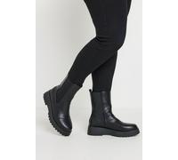 Wide Fit Chunky Wedge Chelsea Boots Yours Black 5EEE