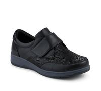 Wide Fit Coated Leather Adjustable Monk Shoes - Black Size 6