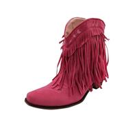 Wide Fit Cowboy Ankle Boots for Women Classic Embroidery Pointed Toe Western Cowboy Boots Western Style Low Heeled Cowboy Ankle Boots with Zipper Warm Lined Fall Winter Boots for Party (#D-Pink, 6)