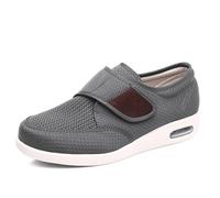 Wide Fit Diabetic Shoes,Large Size Diabetic Shoes for Men - Lightweight, Airy, Non-Slip, Adjustable Straps for Edema Relief, Cozy Adjustable Slip-Resistant,grey,15