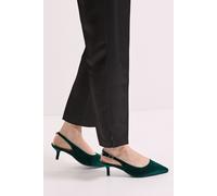 Wide Fit Dova Velvet Slingback Kitten Heel Court Shoes Dorothy Perkins Emerald 5