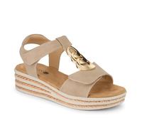 Wide-Fit Dual-Touch-Fasten Sandals - Beige Size 6