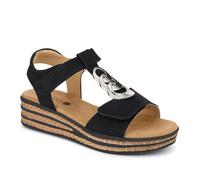 Wide-Fit Dual-Touch-Fasten Sandals - Black Size 8