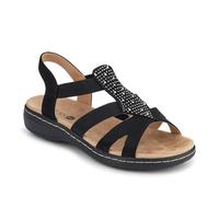 Wide Fit Elasticated Sandals - Black Size 6