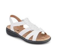 Wide Fit Elasticated Sandals - White Size 6