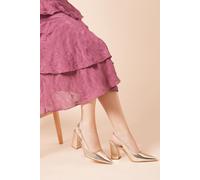 Wide Fit Ellens Pointed High Block Heel Slingback Court Shoes Dorothy Perkins Gold 3