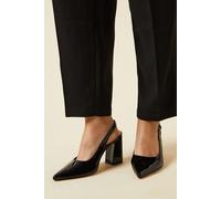 Wide Fit Ellens Pointed Block Heel Slingback Court Shoes Dorothy Perkins True Black 3