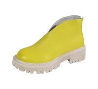 Wide Fit Fashion Autumn Winter Women Ankle Boots Chelsea Wellies Lightweight Easy On Commute, Office Rainy Days Over The Knee Stretch High Heel (39) Yellow