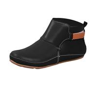 Wide Fit Flat Ankle Boots For Women,Walking Ankle Boots For Women Non Slip Sneakers Comfortable Cause Booties With Adjustable Buckle Outdoor Loafers For Daily Office Commute & Long City Walking