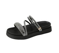 Wide Fit Flat Sandals for Women Black Sandals 2026 Summer Two Wear Round Nose With Matsutake Sole And External Wear Black Strappy for Women Sandels Size 4 (, 5)