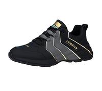 Wide Fit Flat Trainers for Men Invisible Height Sneakers Round Toe Trainer Arch Support Sneaker Non Slip Sports Shoes Lightweight Athletic Shoes Lace Up Running Shoe Outdoor Hiking Shoe Black