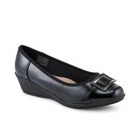 Wide Fit Flexible Wedge Heel Slip On Shoes - Black Patent Size 7