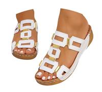 Wide Fit Flip Flops Womens Fashionable On Slide Sandals with Cushioned Footbed Multi Color Options Arch Support Shoes for Women White, 45
