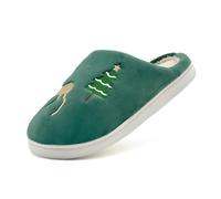 Wide Fit Fuzzy Slippers Men House Slippers For Women Closed Toe Cute Christmas Tree Reindeer Print Slipper Unisex Fashion Casual Slipper With Slip-Resistant Soles Warm Cosy Fluffy Womens Shoes