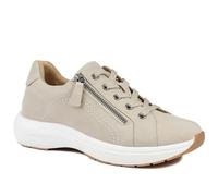 Wide Fit Lace Up Shoes with Functional Zip - Beige Size 7
