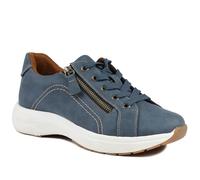 Wide Fit Lace Up Shoes with Functional Zip - Navy Size 8