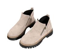 Wide Fit Ladies Ankle Boots Walking Short Boots for Women UK Women's Spring/Autumn New Short Boot Suede Side Zipper Sleeve Boot Ankle Booties Womens Classic Cuff Winter Booties Beige