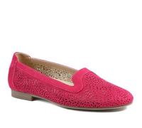 Wide Fit Laser Cut Slip On Shoes - Fuschia Size 4