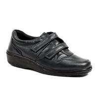 Wide Fit Leather Adjustable Fit Shoes - Navy Size 5.5