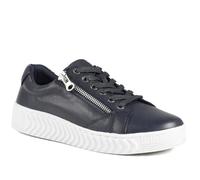 Pavers Womens Wide Fit Leather Breathable Platform Trainers Navy Size 5