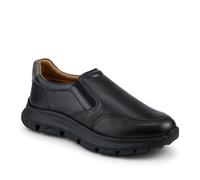 Wide Fit Leather Elasticated Slip On Shoes - Black Size 10