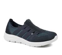 Wide Fit Leather Memory Foam Trainers - Navy Size 5