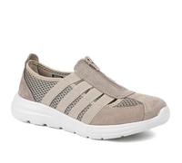 Wide Fit Leather Memory Foam Trainers - Taupe Size 6