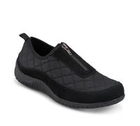 Wide Fit Leather Slip-On Shoes with Zip Fastening - Black Size 6