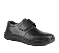 Wide Fit Leather Smart Adjustable Fit Shoes - Black Size 12